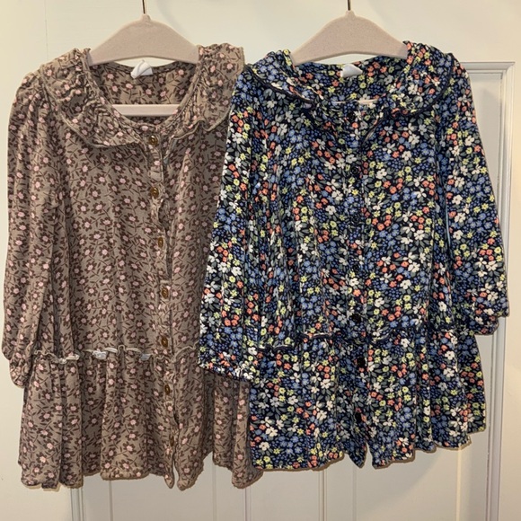 GAP Other - GAP Baby Lightweight Floral Quarter Sleeved ruffle collar Dresses blue Brown 2T